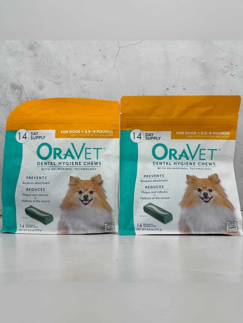 OraVet Dental Chews X-Small Dogs 3.5-9 lbs 2 Bags 28 Count Total Individual Wrap
